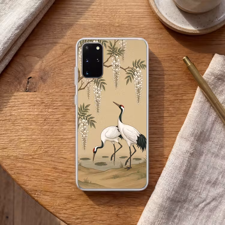 Telefoonhoesje - Kraanvogels - Water - Beige — 2