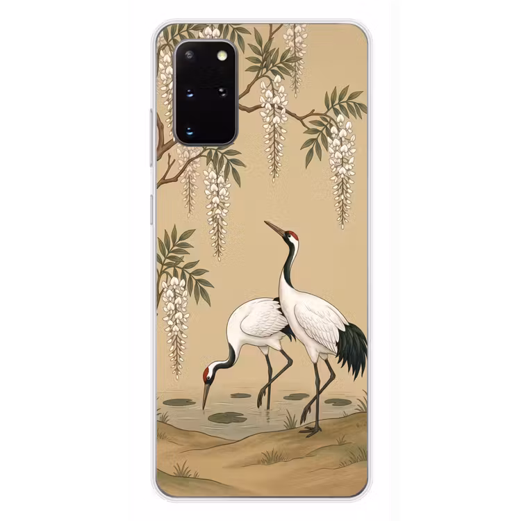 Telefoonhoesje - Kraanvogels - Water - Beige — 4