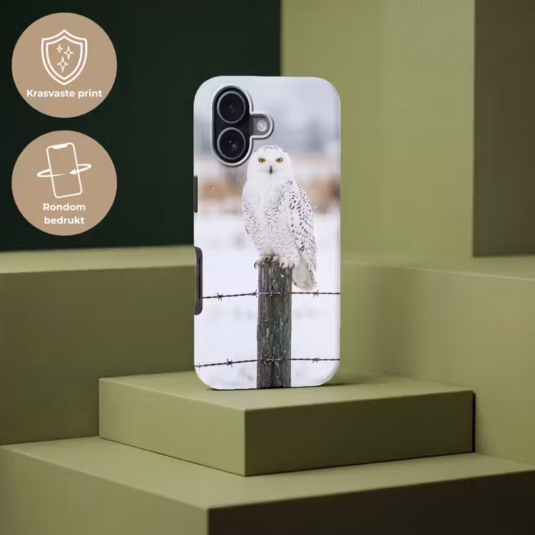 Telefoonhoesje Toughcase - Sneeuwuil - Hek - Sneeuw - Wit — 7