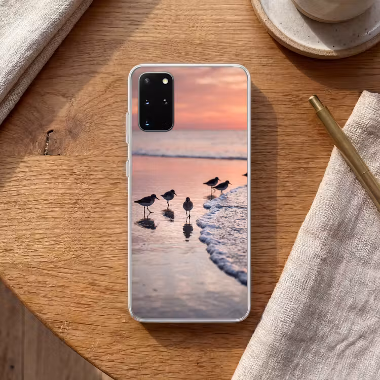 Telefoonhoesje - Meeuwen - Strand - Zee - Roze — 2