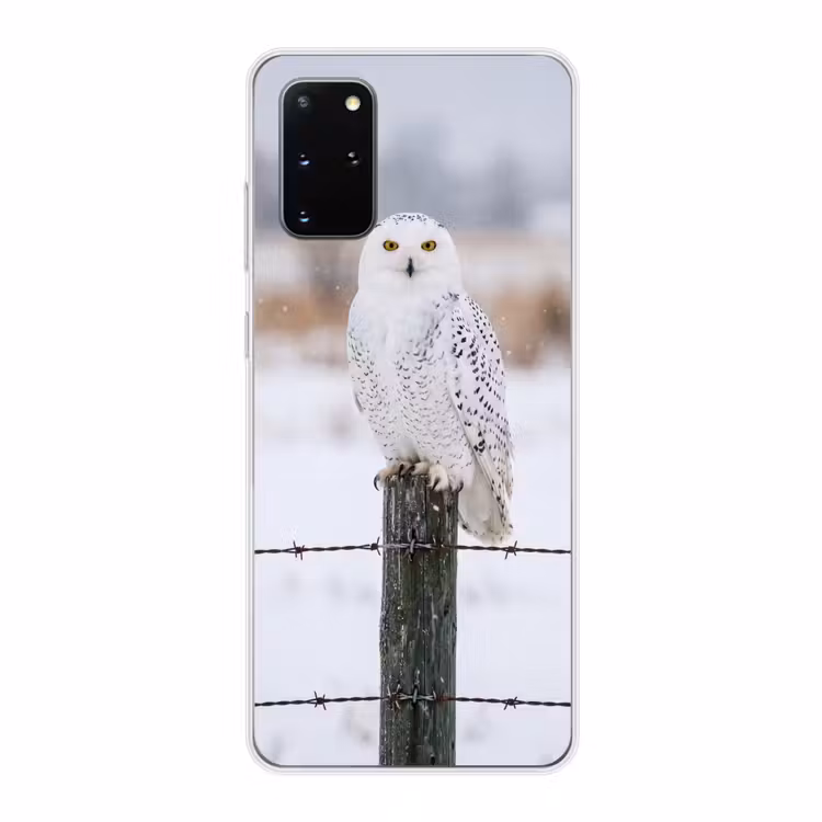 Telefoonhoesje - Sneeuwuil - Hek - Sneeuw - Wit — 1