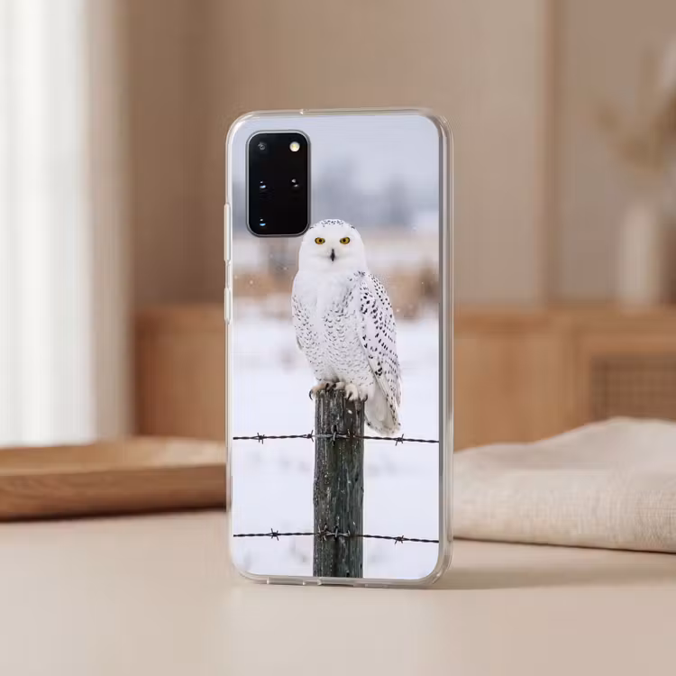 Telefoonhoesje - Sneeuwuil - Hek - Sneeuw - Wit — 3
