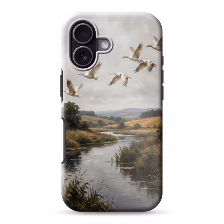 Telefoonhoesje Toughcase - Eenden - Rivier - Landschap - Vlucht - Nostalgisch — 1