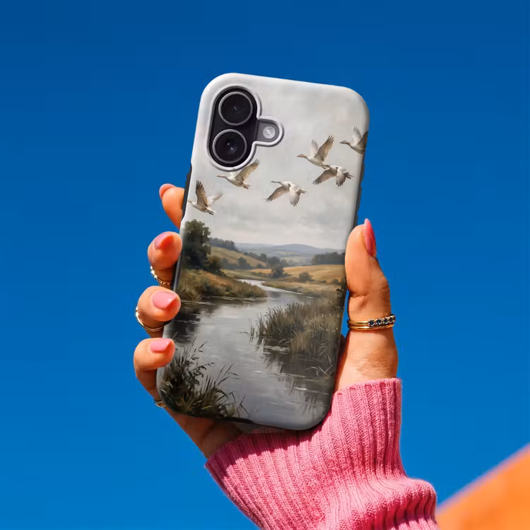 Telefoonhoesje Toughcase - Eenden - Rivier - Landschap - Vlucht - Nostalgisch — 2
