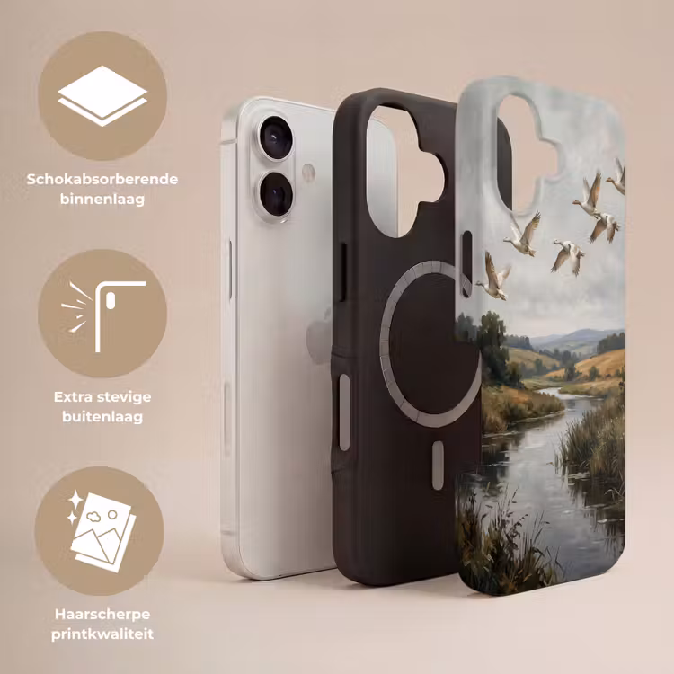 Telefoonhoesje Toughcase - Eenden - Rivier - Landschap - Vlucht - Nostalgisch — 3