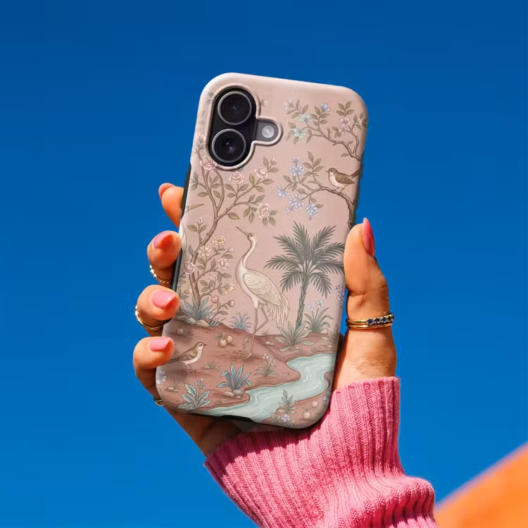 Telefoonhoesje Toughcase - Nostalgisch - Reigers - Roze — 2