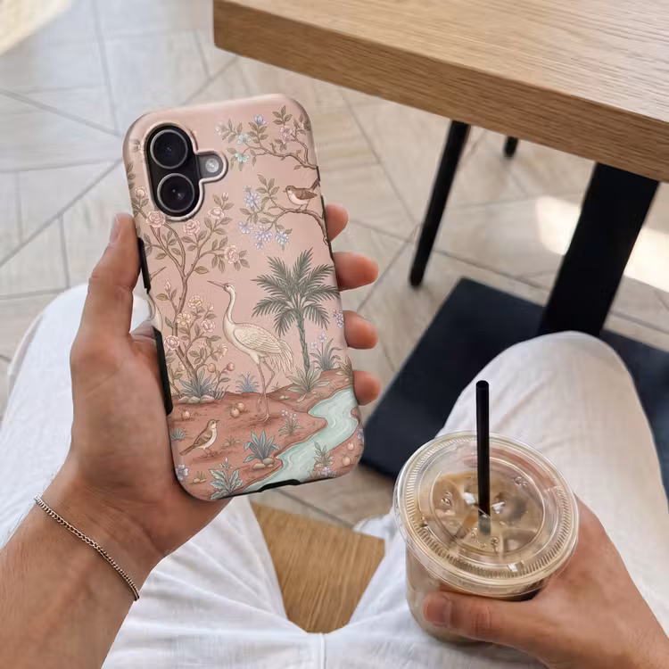Telefoonhoesje Toughcase - Nostalgisch - Reigers - Roze — 4