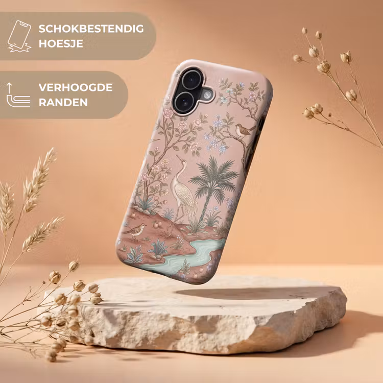 Telefoonhoesje Toughcase - Nostalgisch - Reigers - Roze — 5