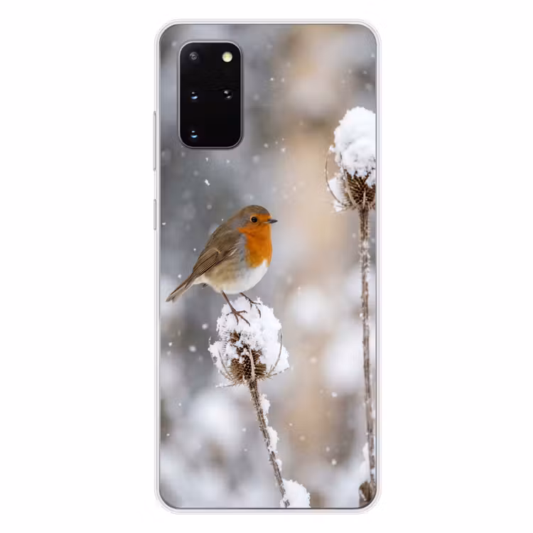 Telefoonhoesje - Roodborstje - Gedroogde bloem - Sneeuw - Winter - Vertederend — 4