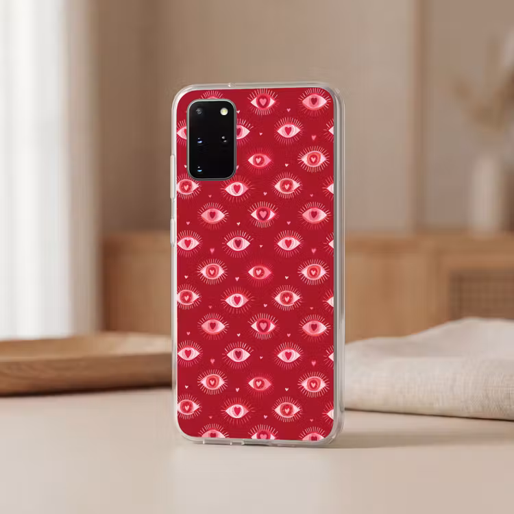 Telefoonhoesje - Ogen - Patroon - Roze - Donkerrood — 3