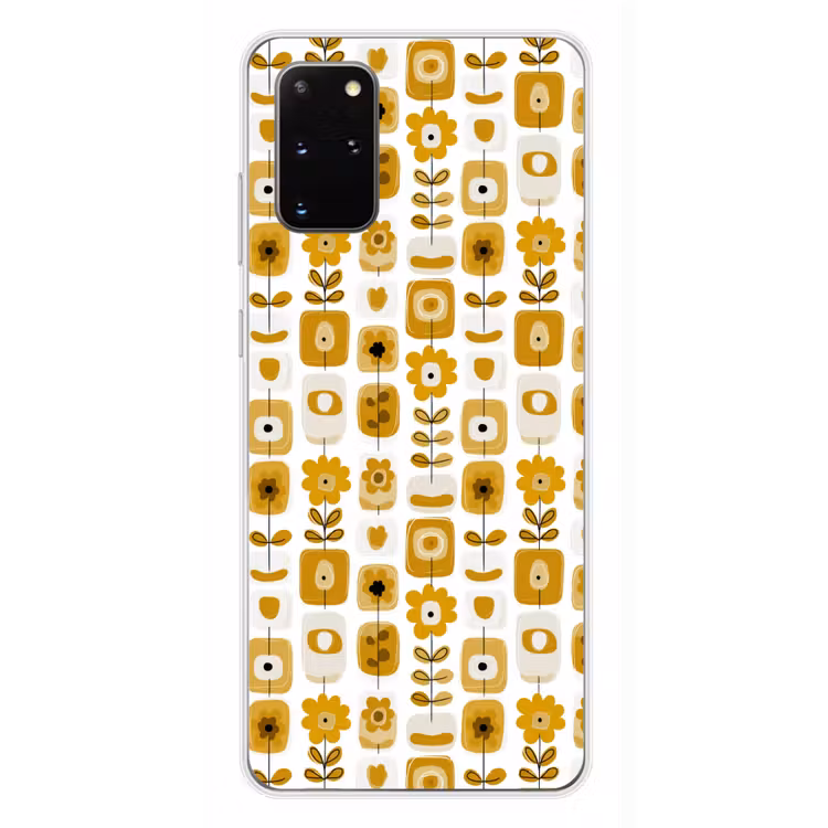 Telefoonhoesje - Retro - Abstract - Bloemen - Okergeel — 4
