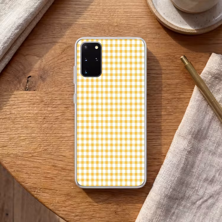 Telefoonhoesje - Ruit - Gingham - Klassiek - Geel en Wit — 2