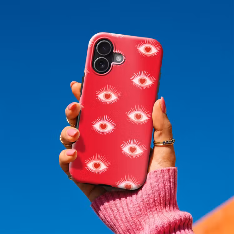 Telefoonhoesje Toughcase - Ogen - Hart - Abstract - Rood - Roze — 2