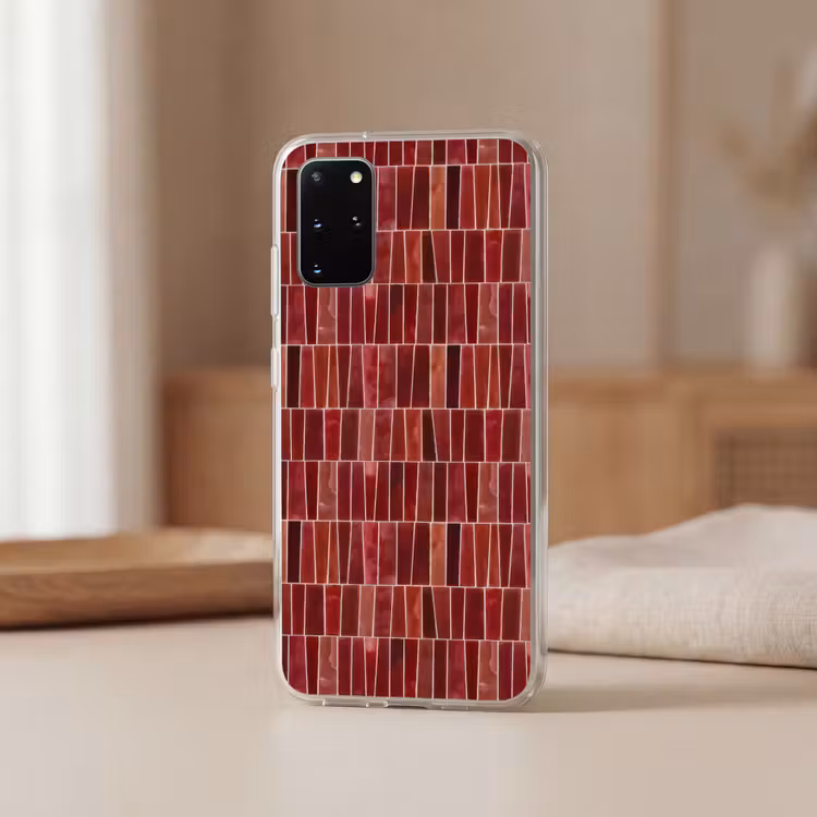 Telefoonhoesje - Tegels - Modern - Structuur - Dieprood — 3