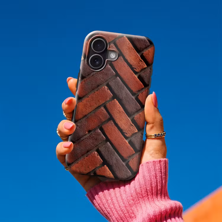 Telefoonhoesje Toughcase - Bakstenen - Visgraat - Structuur - Roodbruin — 2
