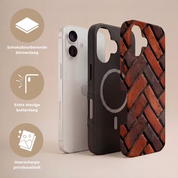 Telefoonhoesje Toughcase - Bakstenen - Visgraat - Structuur - Roodbruin — 3