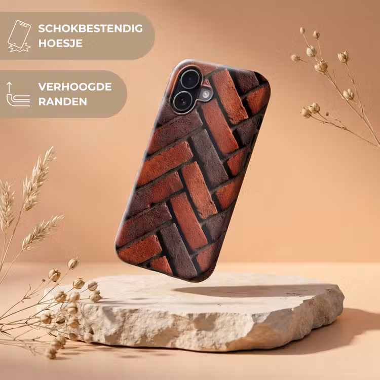 Telefoonhoesje Toughcase - Bakstenen - Visgraat - Structuur - Roodbruin — 5
