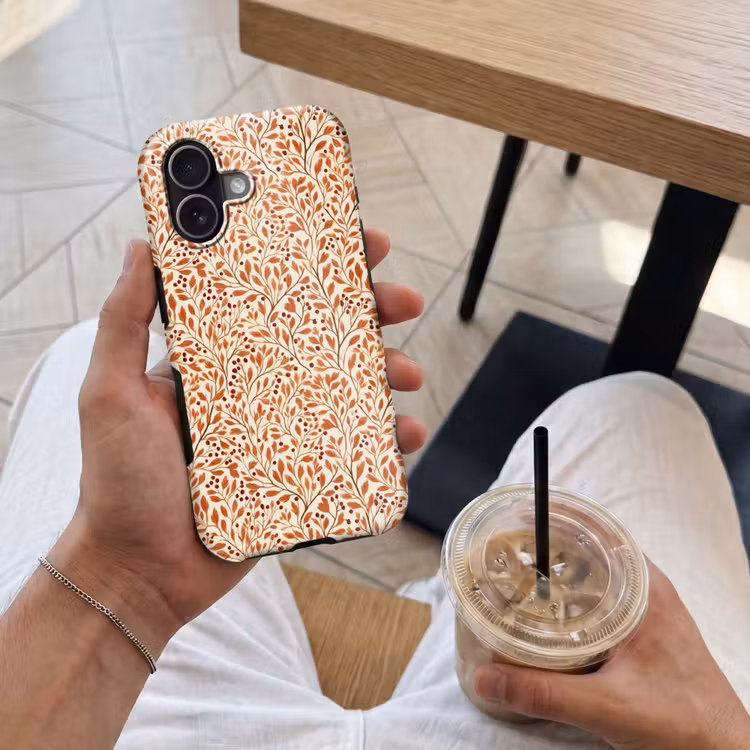 Telefoonhoesje Toughcase - Bladeren - Botanisch - Terracotta — 4