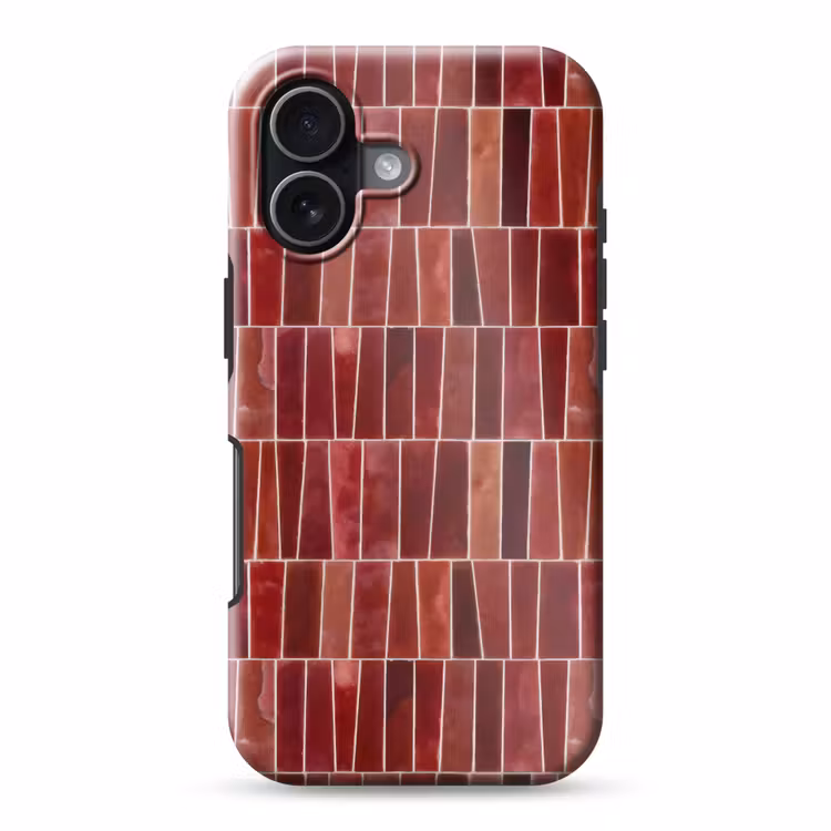 Telefoonhoesje Toughcase - Tegels - Modern - Structuur - Dieprood — 1