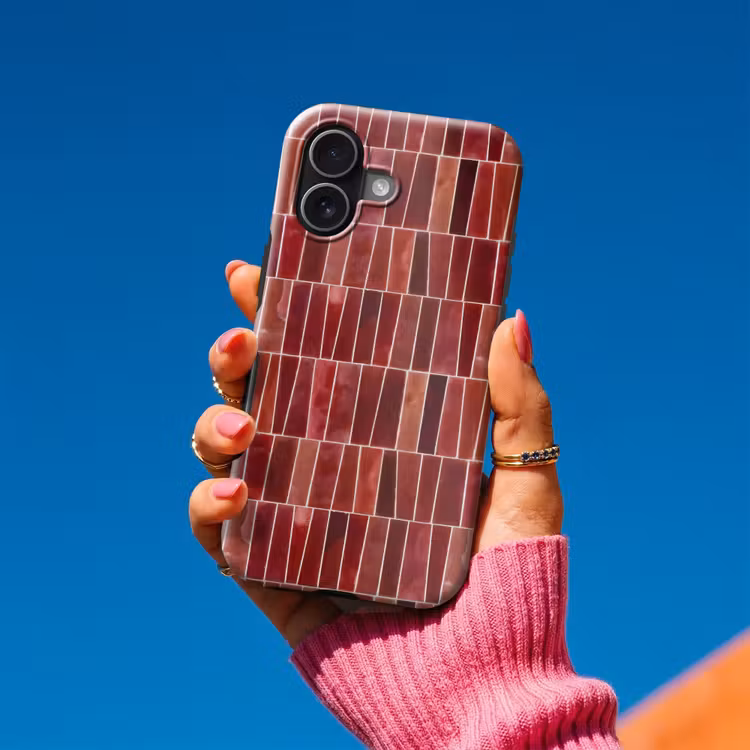 Telefoonhoesje Toughcase - Tegels - Modern - Structuur - Dieprood — 2
