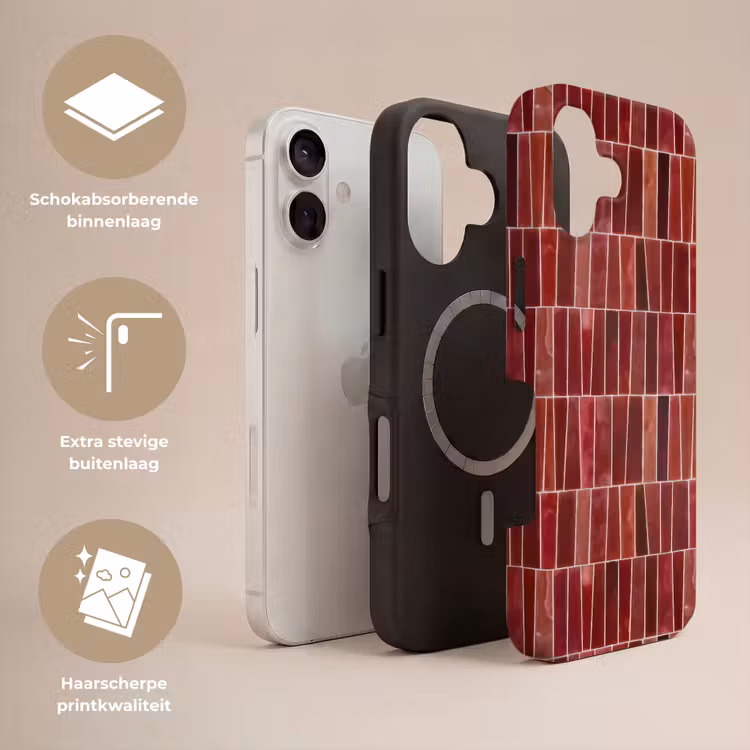 Telefoonhoesje Toughcase - Tegels - Modern - Structuur - Dieprood — 3