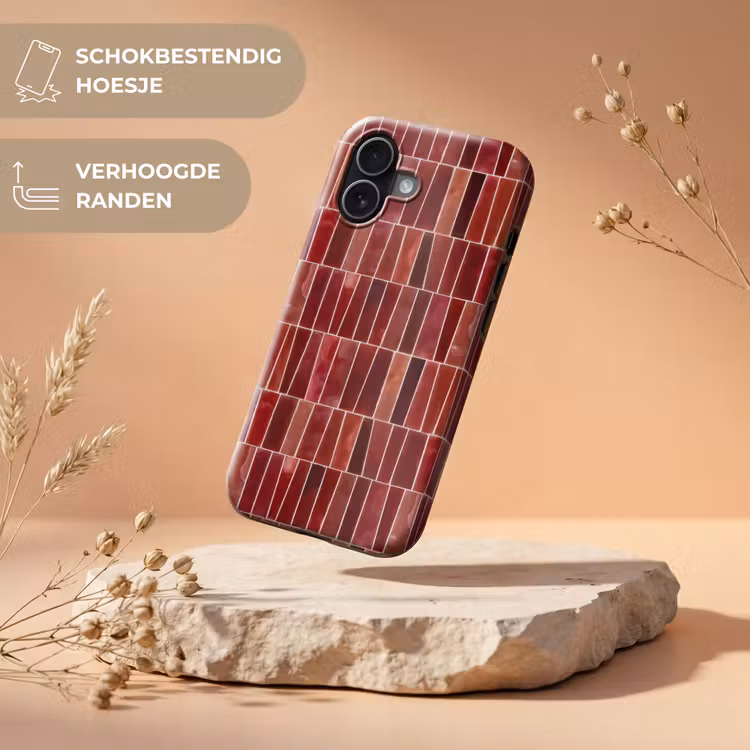 Telefoonhoesje Toughcase - Tegels - Modern - Structuur - Dieprood — 5