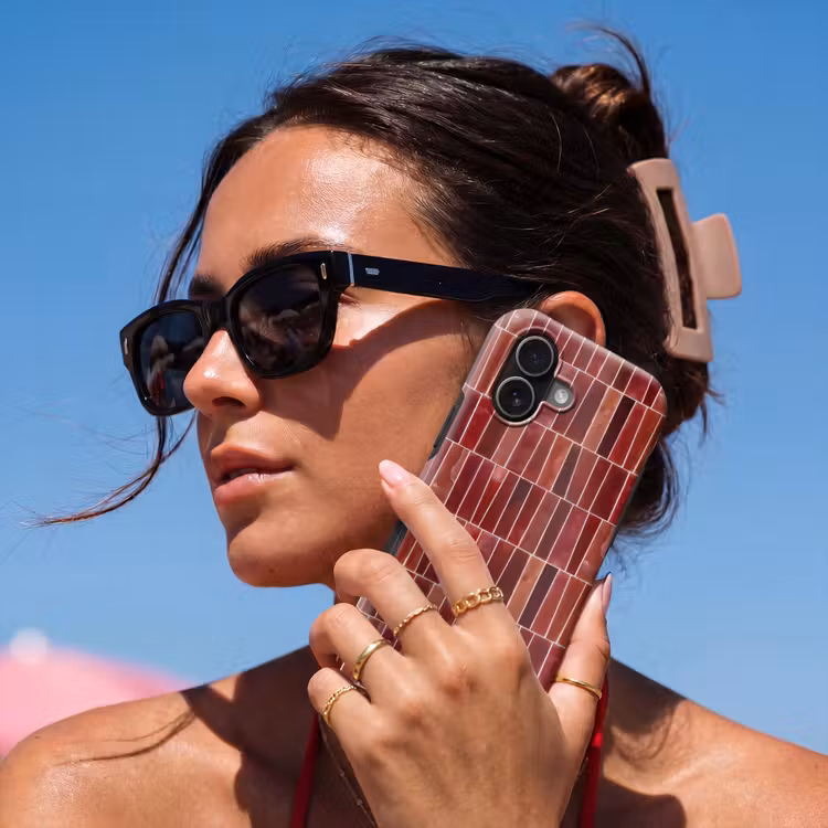 Telefoonhoesje Toughcase - Tegels - Modern - Structuur - Dieprood — 6