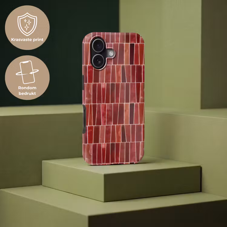 Telefoonhoesje Toughcase - Tegels - Modern - Structuur - Dieprood — 7
