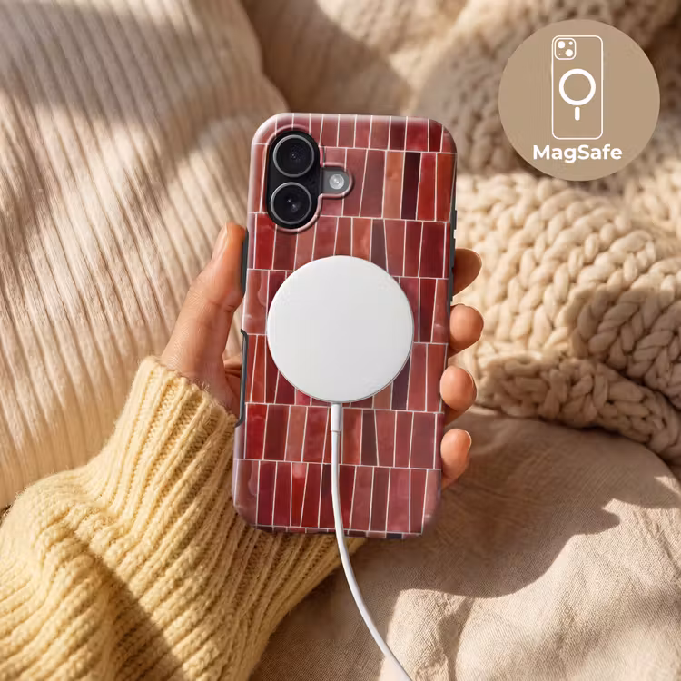 Telefoonhoesje Toughcase - Tegels - Modern - Structuur - Dieprood — 8