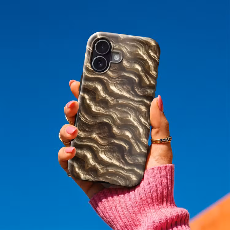 Telefoonhoesje Toughcase - Reliëf - Golven - Abstract - Bronsgoud — 2