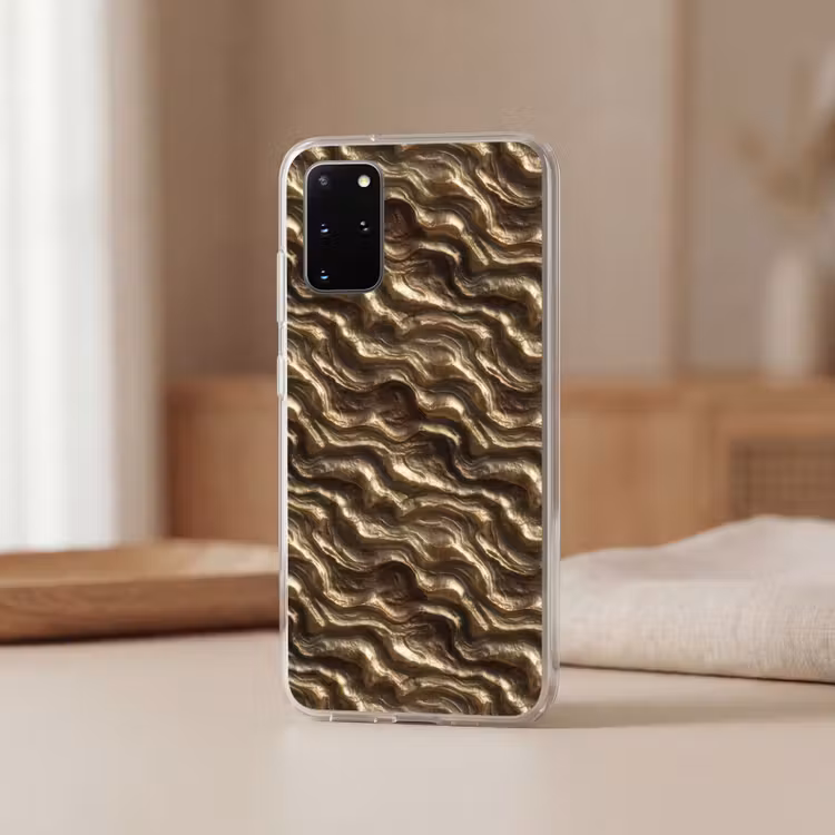 Telefoonhoesje - Reliëf - Golven - Abstract - Bronsgoud — 3