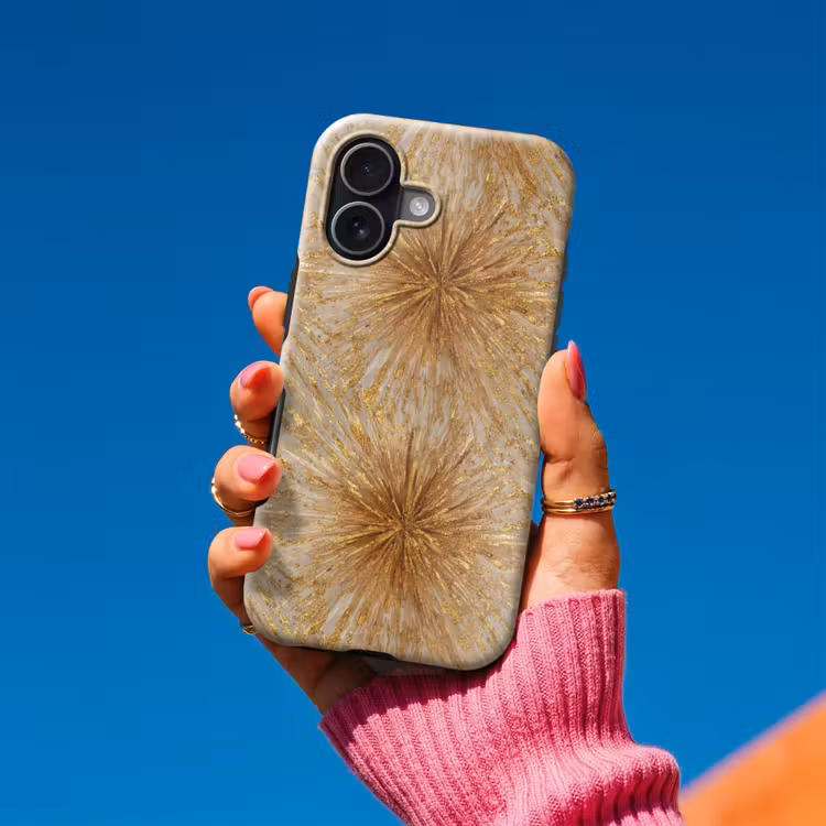 Telefoonhoesje Toughcase - Explosie - Abstract - Goud - Wit — 2