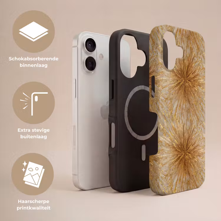 Telefoonhoesje Toughcase - Explosie - Abstract - Goud - Wit — 3
