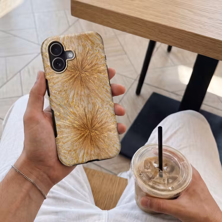 Telefoonhoesje Toughcase - Explosie - Abstract - Goud - Wit — 4