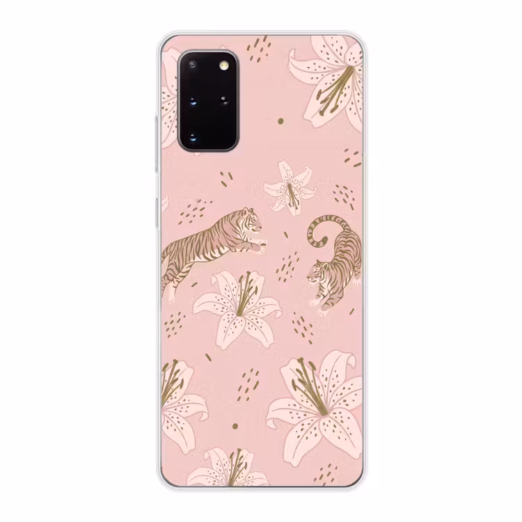 Telefoonhoesje - Kat - Springend - Bloemen - Abstract - Roze — 1