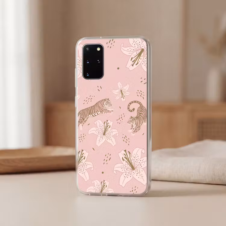 Telefoonhoesje - Kat - Springend - Bloemen - Abstract - Roze — 3