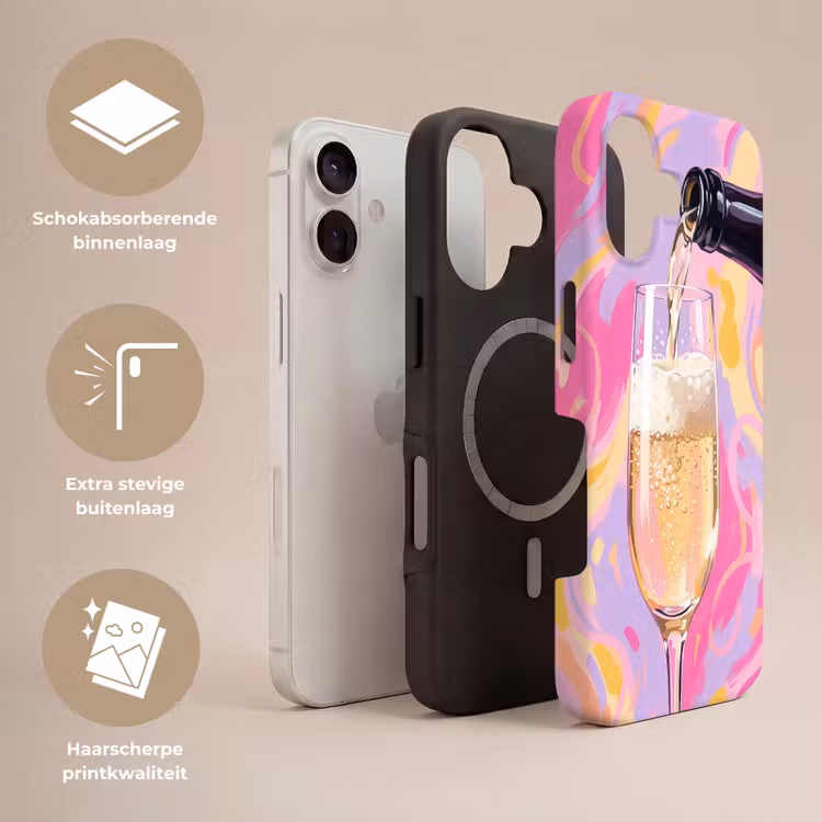 Telefoonhoesje Toughcase - Drank - Inschenken - Feest - Abstract - Roze — 3