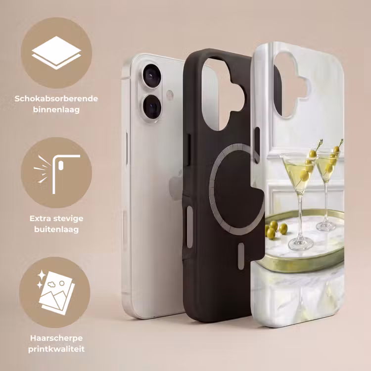 Telefoonhoesje Toughcase - Drank - Martini - Olijven - Modern - Wit — 3