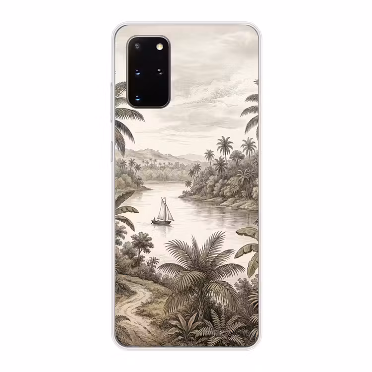 Telefoonhoesje - Landschap - Rivier - Boot - Tropisch - Vintage — 1