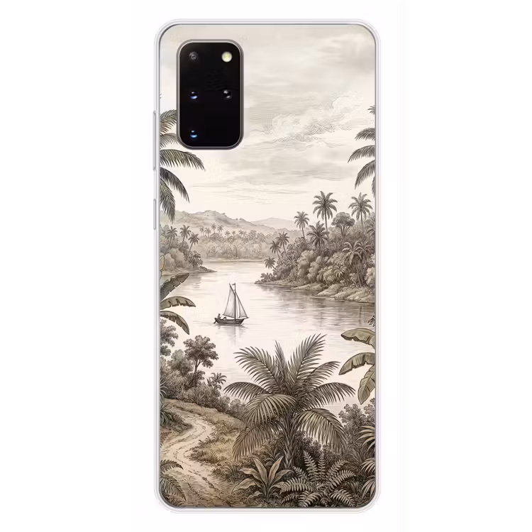Telefoonhoesje - Landschap - Rivier - Boot - Tropisch - Vintage — 4