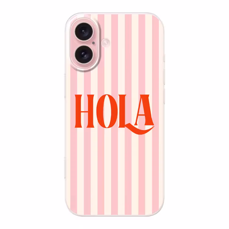 Telefoonhoesje - Hola - Quote - Strepen - Pastel - Roze - Rood - Wit — 1
