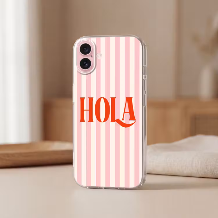 Telefoonhoesje - Hola - Quote - Strepen - Pastel - Roze - Rood - Wit — 3