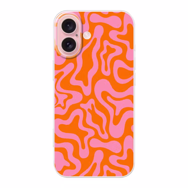 Telefoonhoesje - Patroon - Roze - Oranje - Abstract - Modern — 1