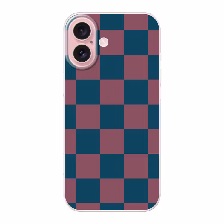 Telefoonhoesje - Schaakbord print - Blauw - Rood - Blokjes — 1