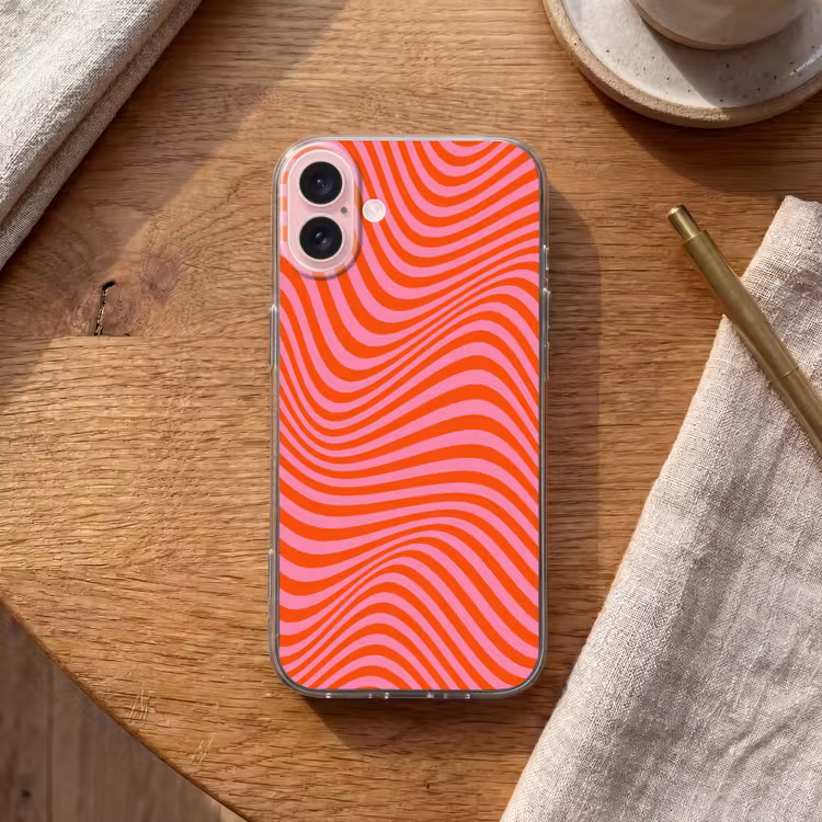 Telefoonhoesje - Golvend patroon - Rood - Roze - Lijnen — 2