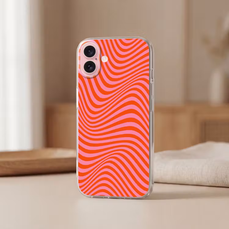 Telefoonhoesje - Golvend patroon - Rood - Roze - Lijnen — 3