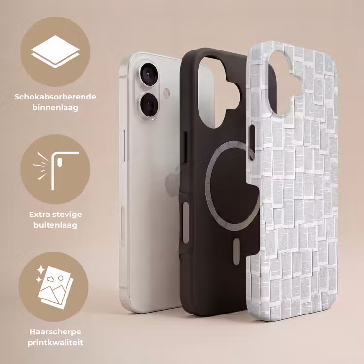 Telefoonhoesje Toughcase - Papier - Overlappend - Textuur - Modern - Wit — 3