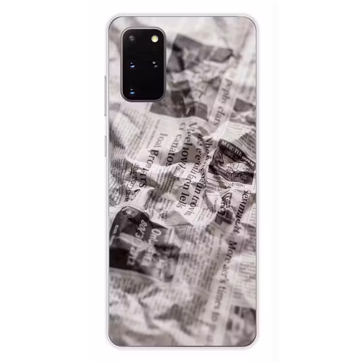 Telefoonhoesje - Krant - Gekreukeld - Textuur - Vintage - Zwart-wit — 4