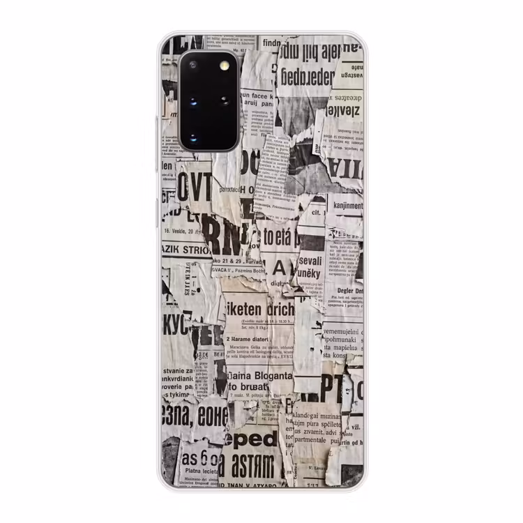 Telefoonhoesje - Krant - Gescheurd - Textuur - Abstract - Zwart-wit — 1