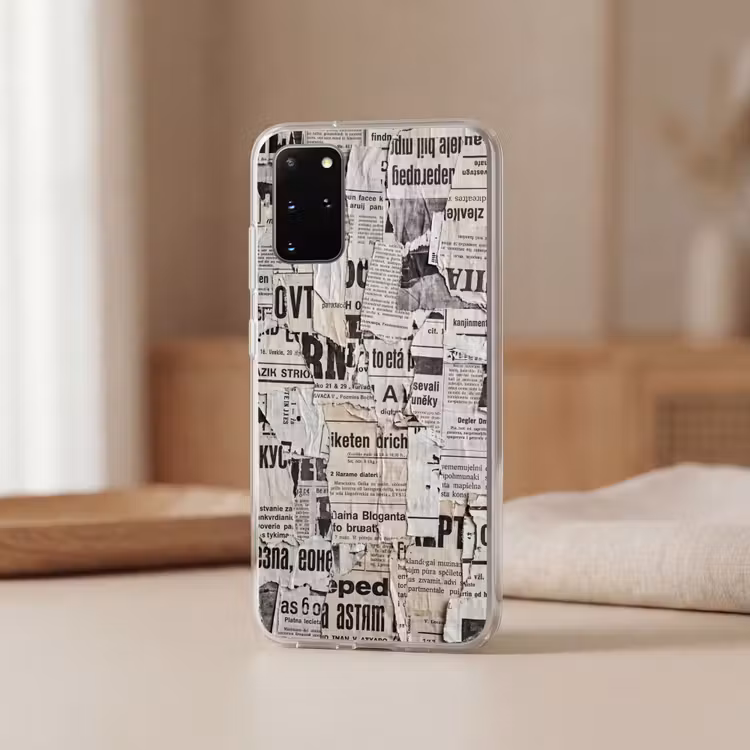 Telefoonhoesje - Krant - Gescheurd - Textuur - Abstract - Zwart-wit — 3